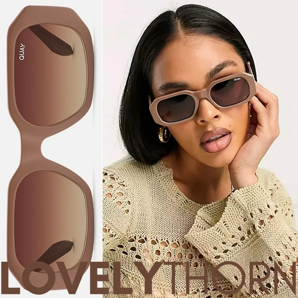 QUAY // ltd ed retro-chic 80's geo-injection oat tan frames brown lenses